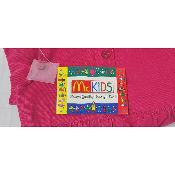 McKids 4T Girls Vintage 90s Dark Pink Corduroy Button Front Roses Bib Overalls - Picture 7 of 8